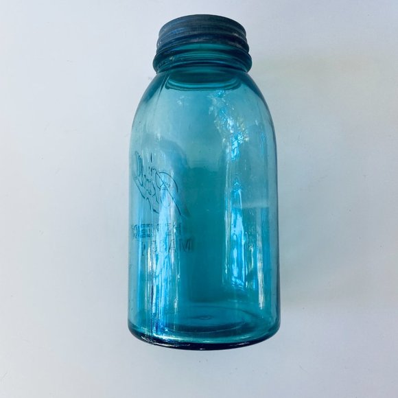 Antique Authentic Ball Mason Jar with Zinc Lid - Half Gallon 1910-1923 - Picture 7 of 11